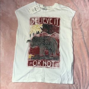 ZARA - S - Cut Off Graphic Tee
